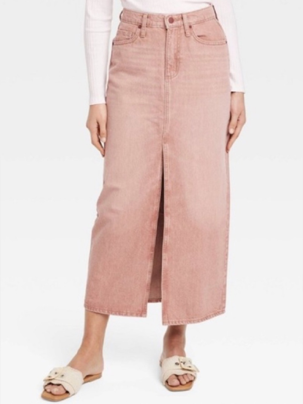 Women's Denim Maxi Skirt - Universal Thread™ Clay Pink